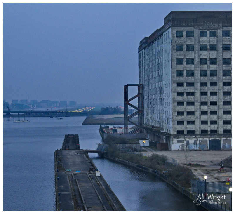 Millennium Mills & City Airport at Blue Hour